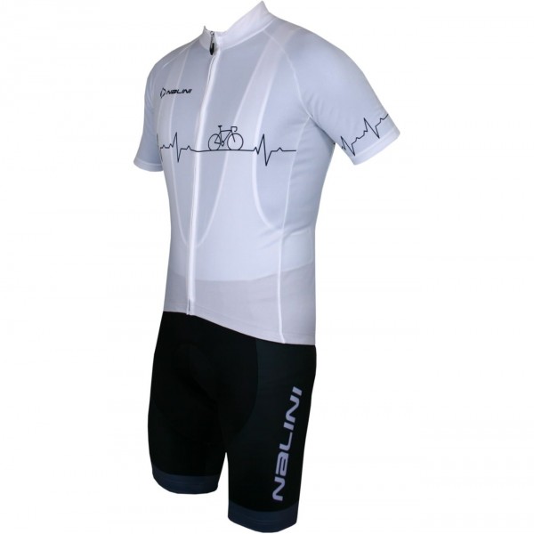 Radsport-Set (Radtrikot Pulse Jersey+Trägerhose Fireball) weiß/schwarz